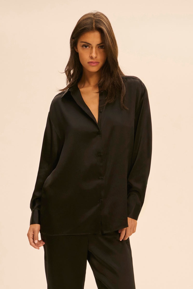 Пижамная блуза на пуговицах Love Me 1F8957 black