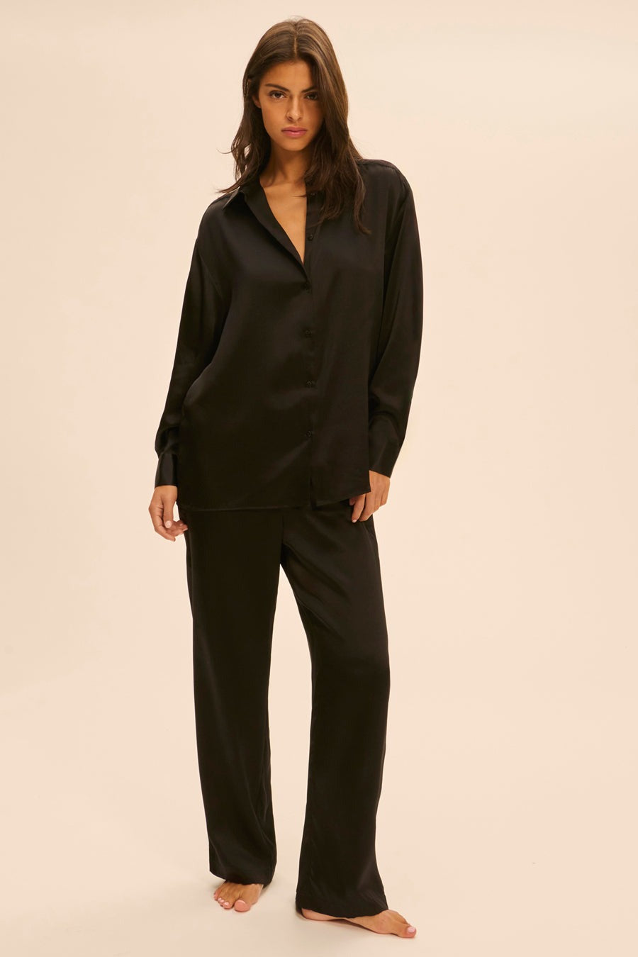 Пижамная блуза на пуговицах Love Me 1F8957 black