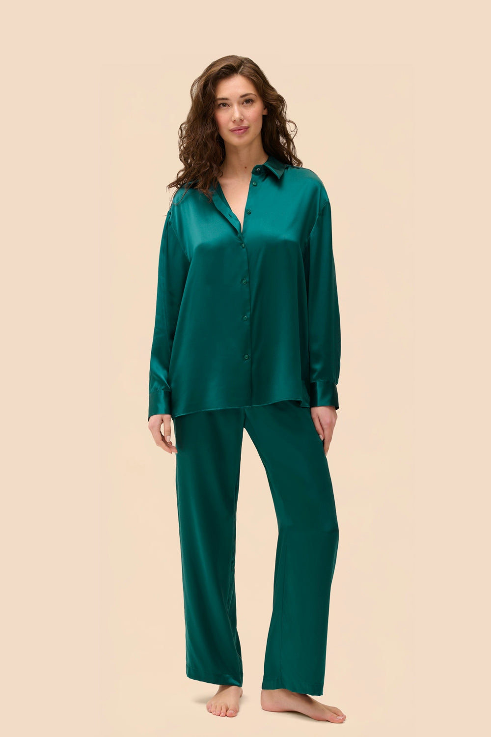 Пижамная блуза на пуговицах Love Me 1F8957 emeraude FW25