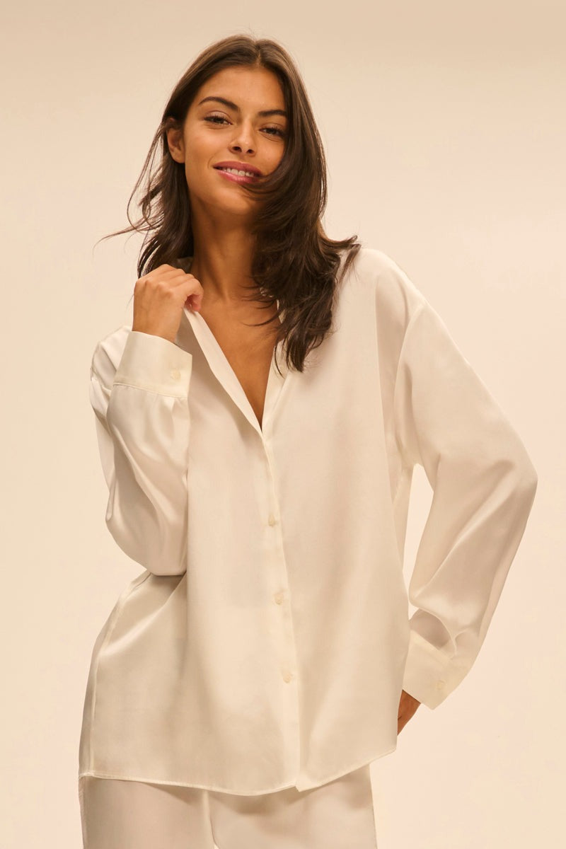 Пижамная блуза на пуговицах Love Me 1F8957 naturel