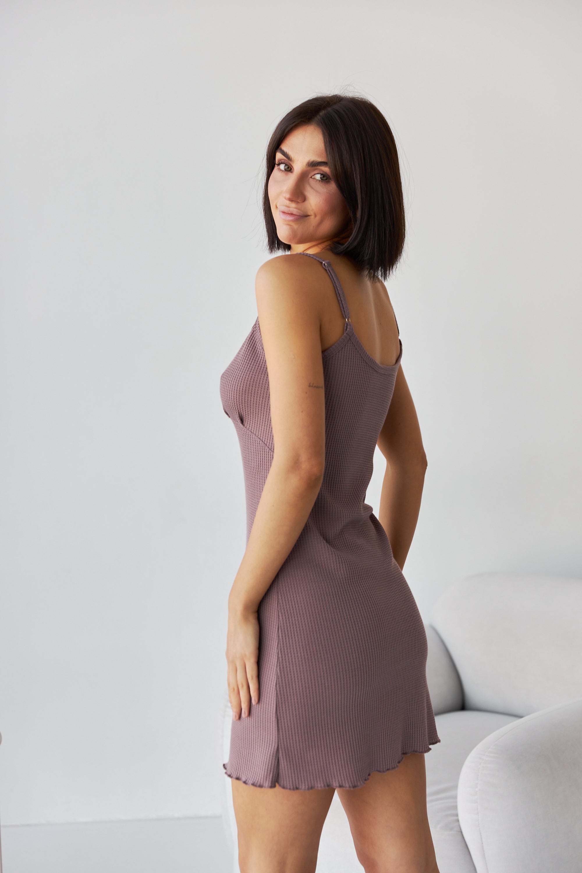 Стрейчевая сорочка 0352 brown