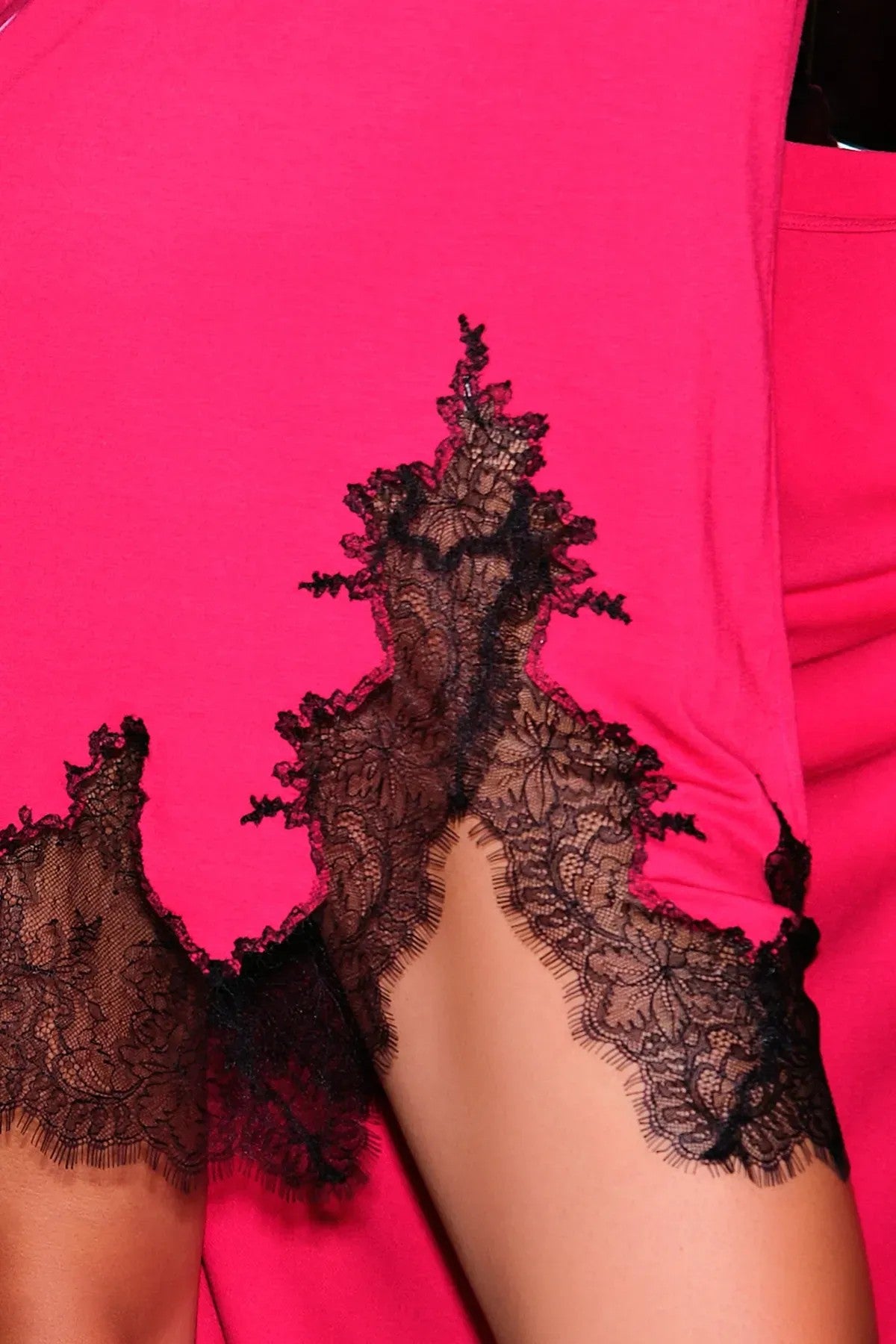 Сорочка з бамбука 03329O fuchsia/black