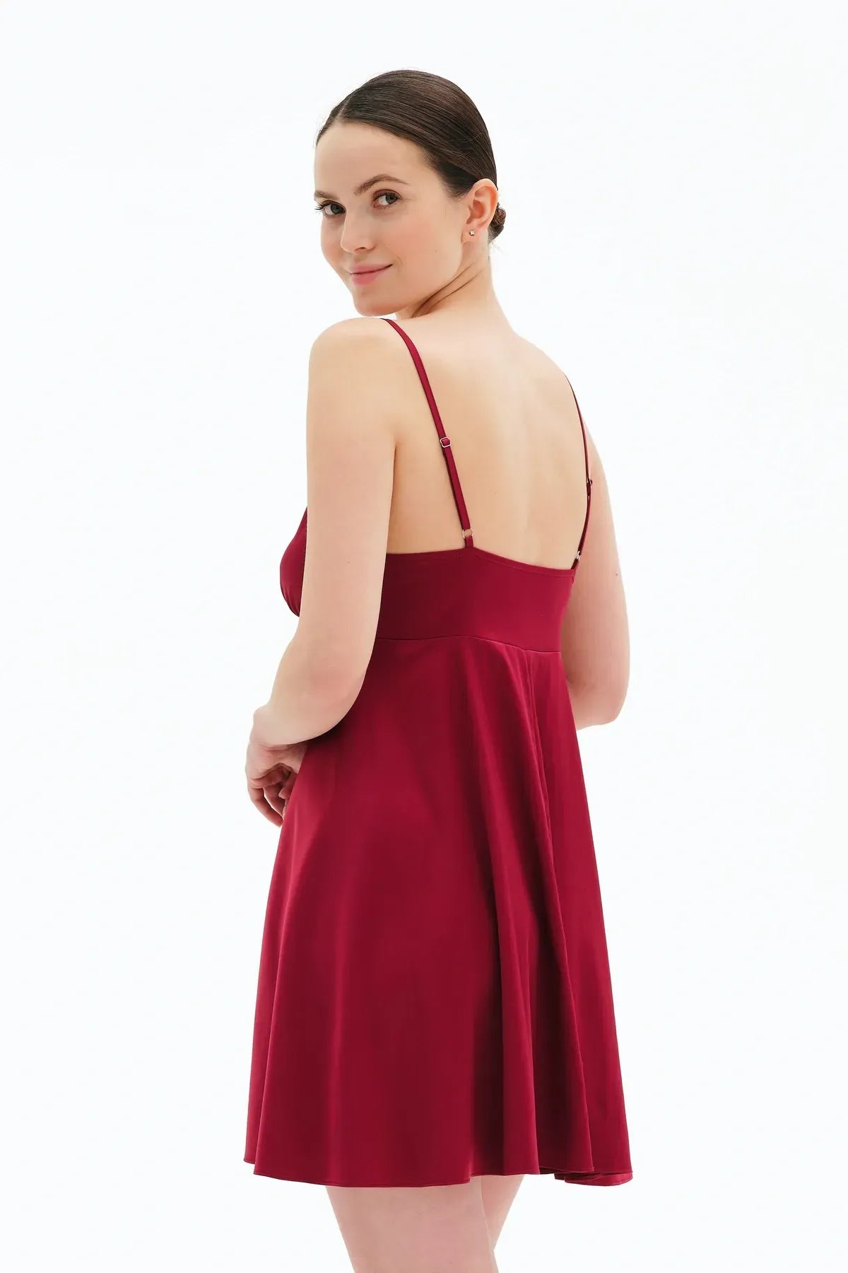 Сорочка из шелксатина S03199 bordo