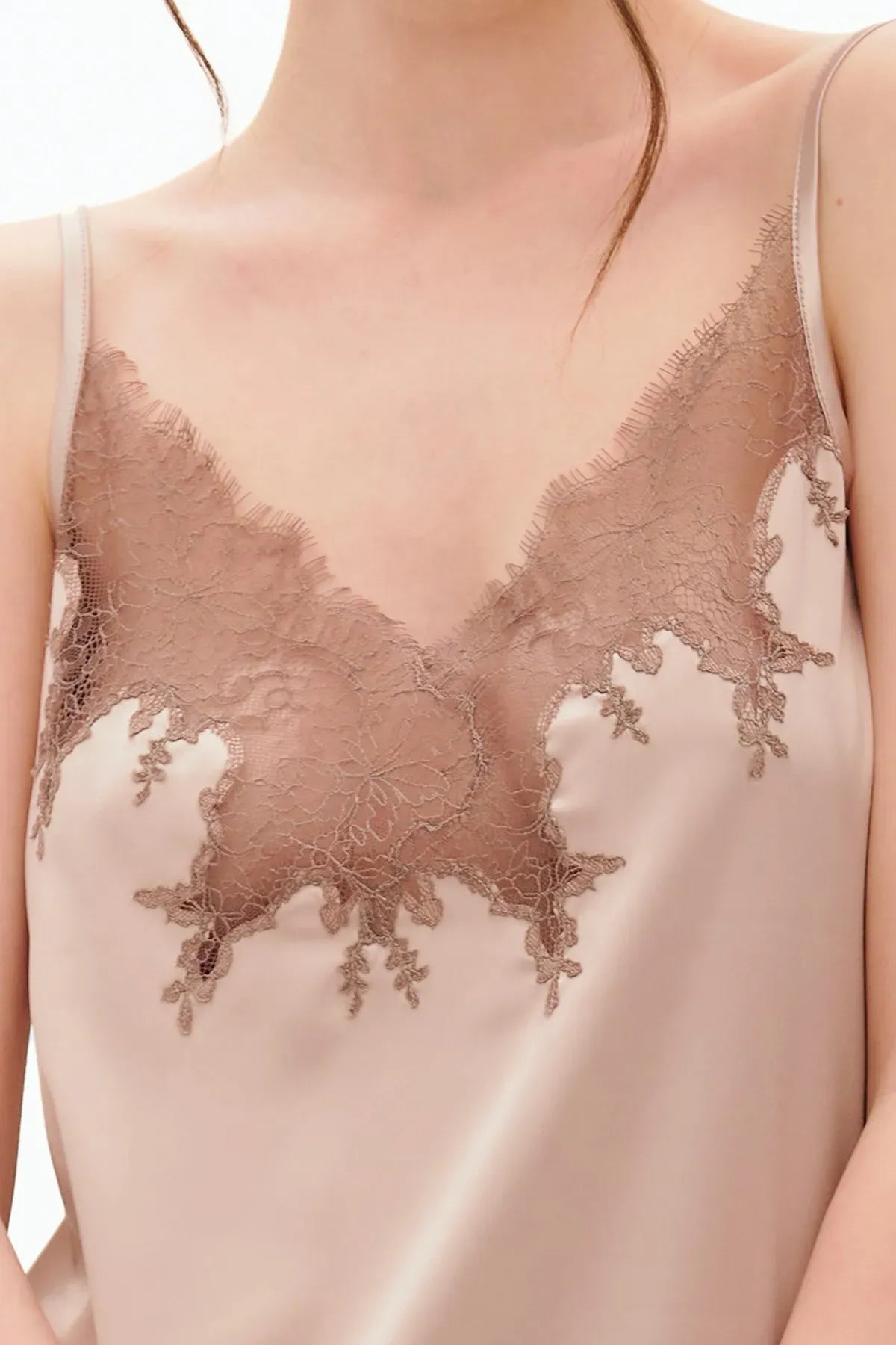 Сорочка с кружевом S03407 rose beige