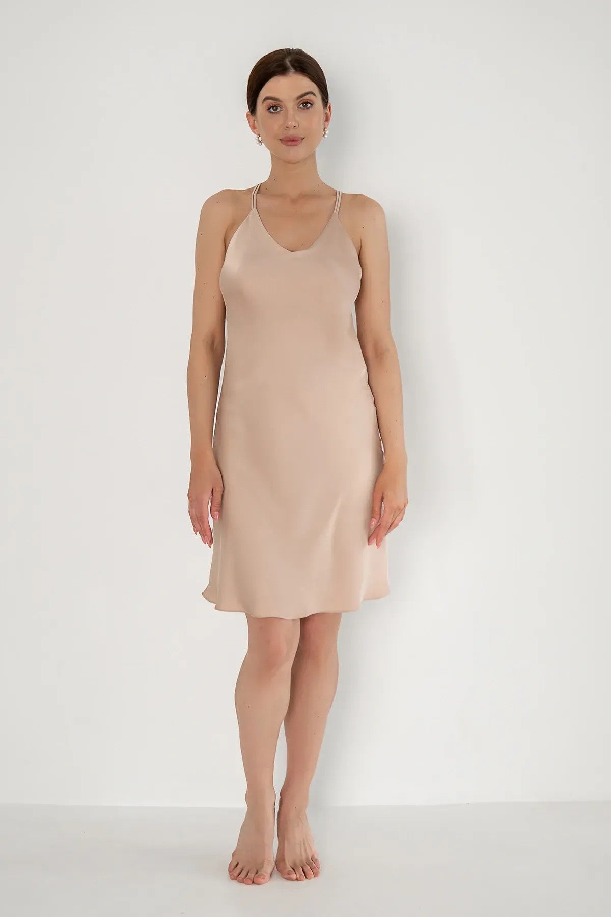 Шелковое платье-сорочка на тонких бретелях Nude SH0007-01-20