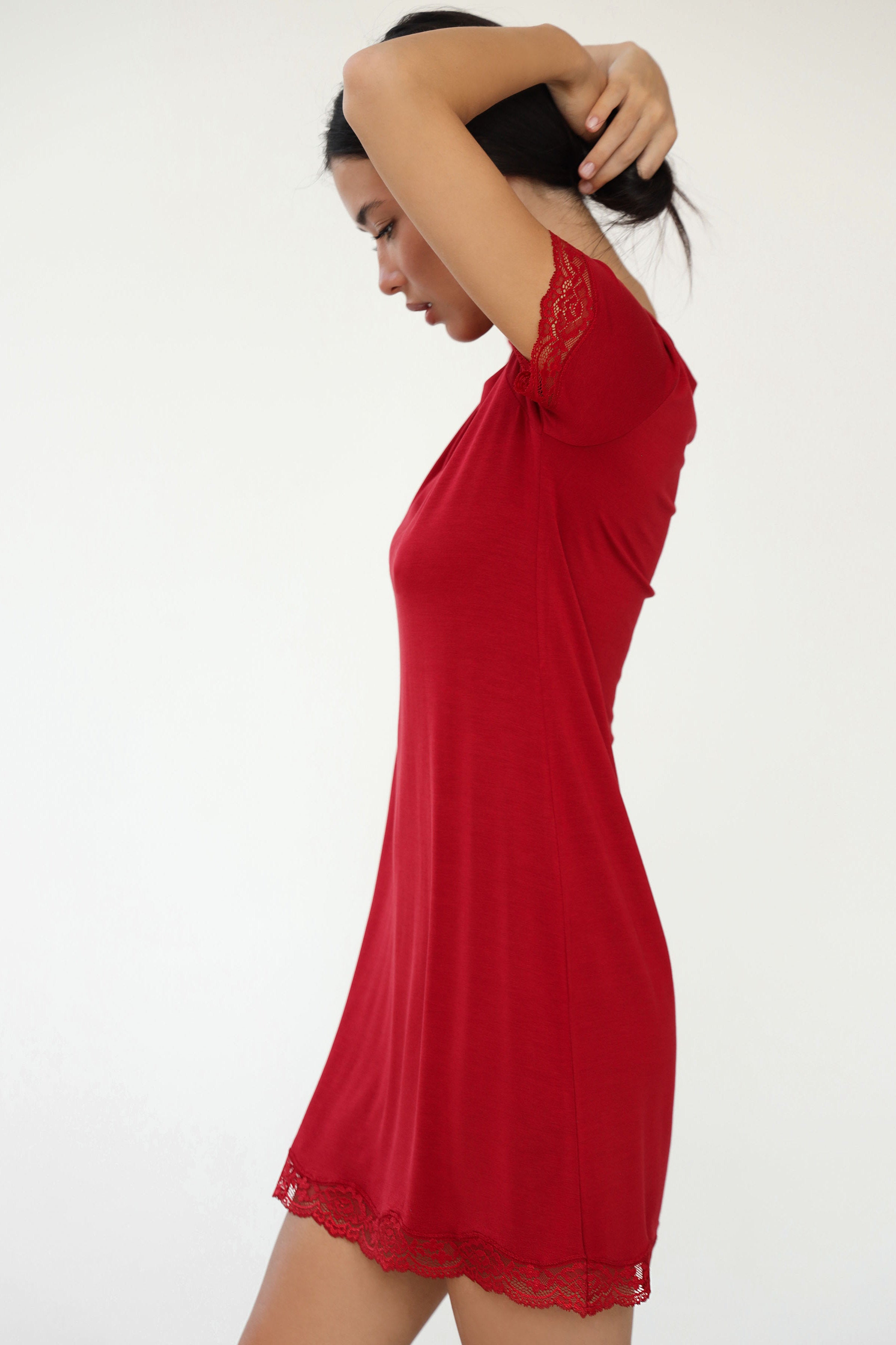 Нічна сорочка з модалу 24080 bordo