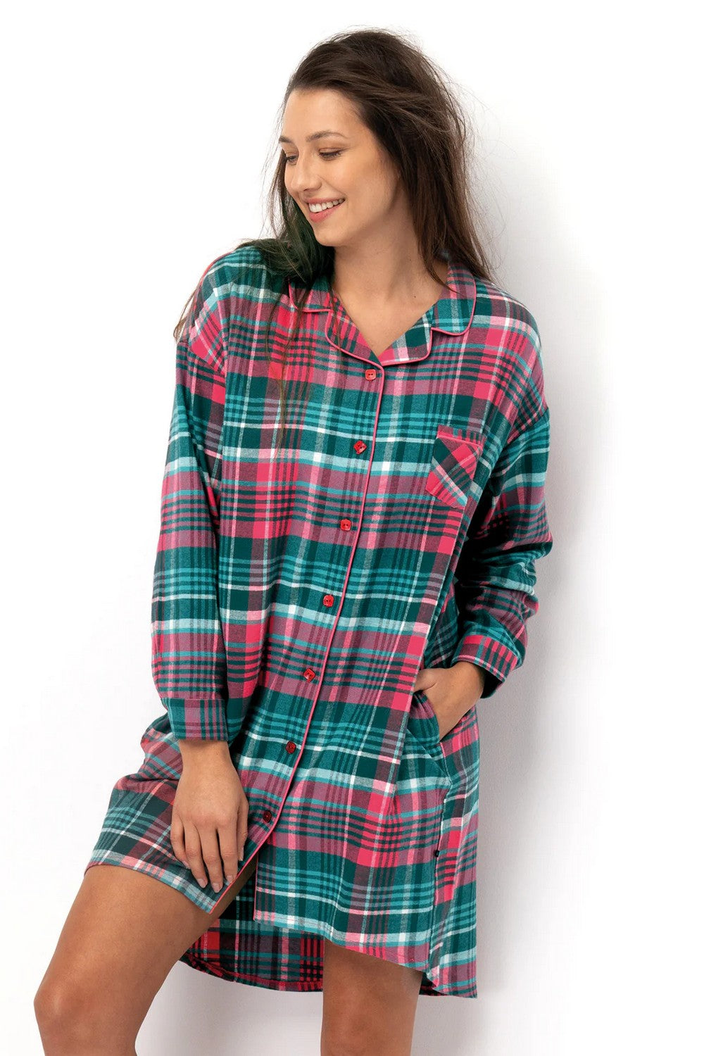 Фланелевое платье-рубашка LND 419 multicolor