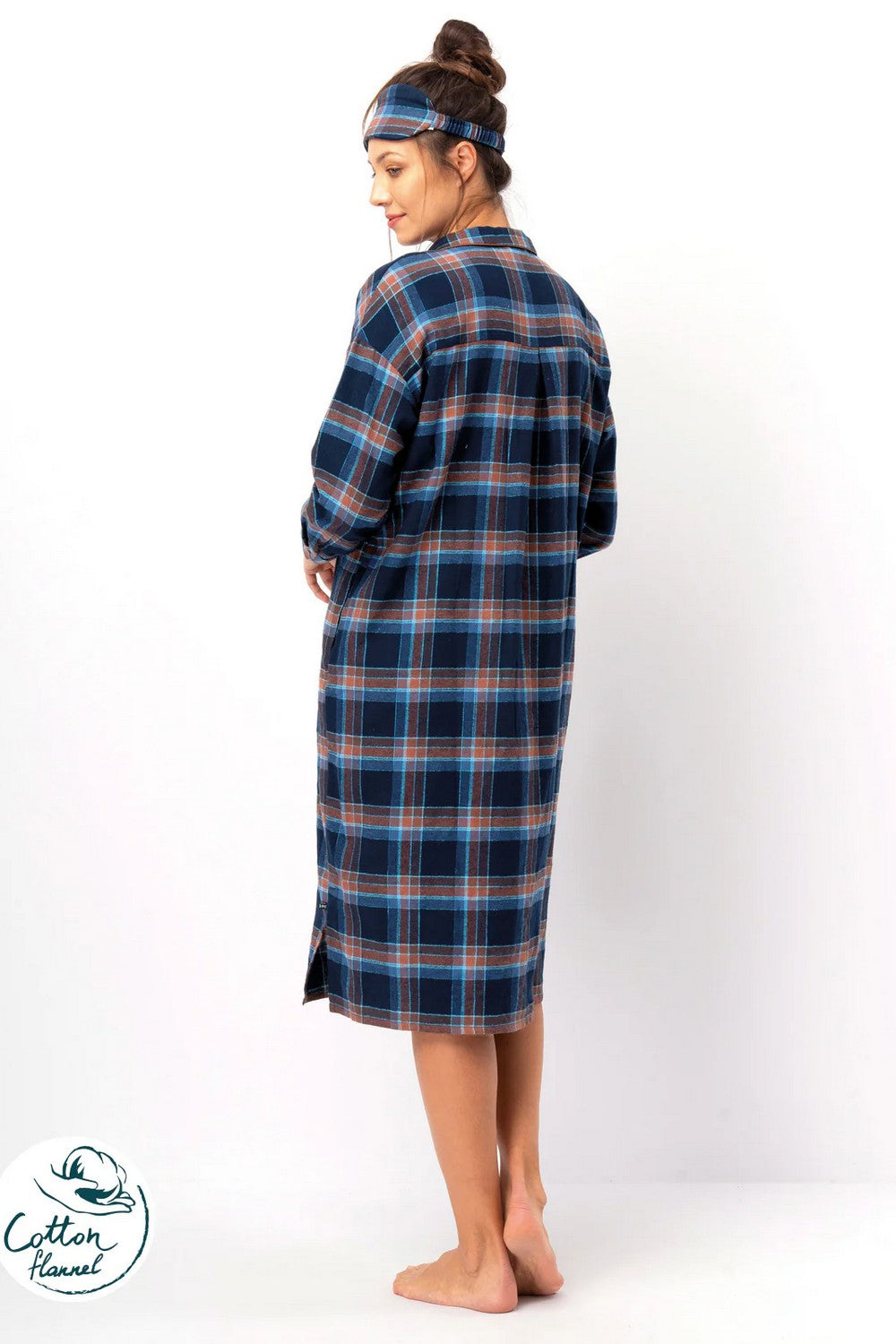 Удлиненное фланелевое платье LND 431 blue