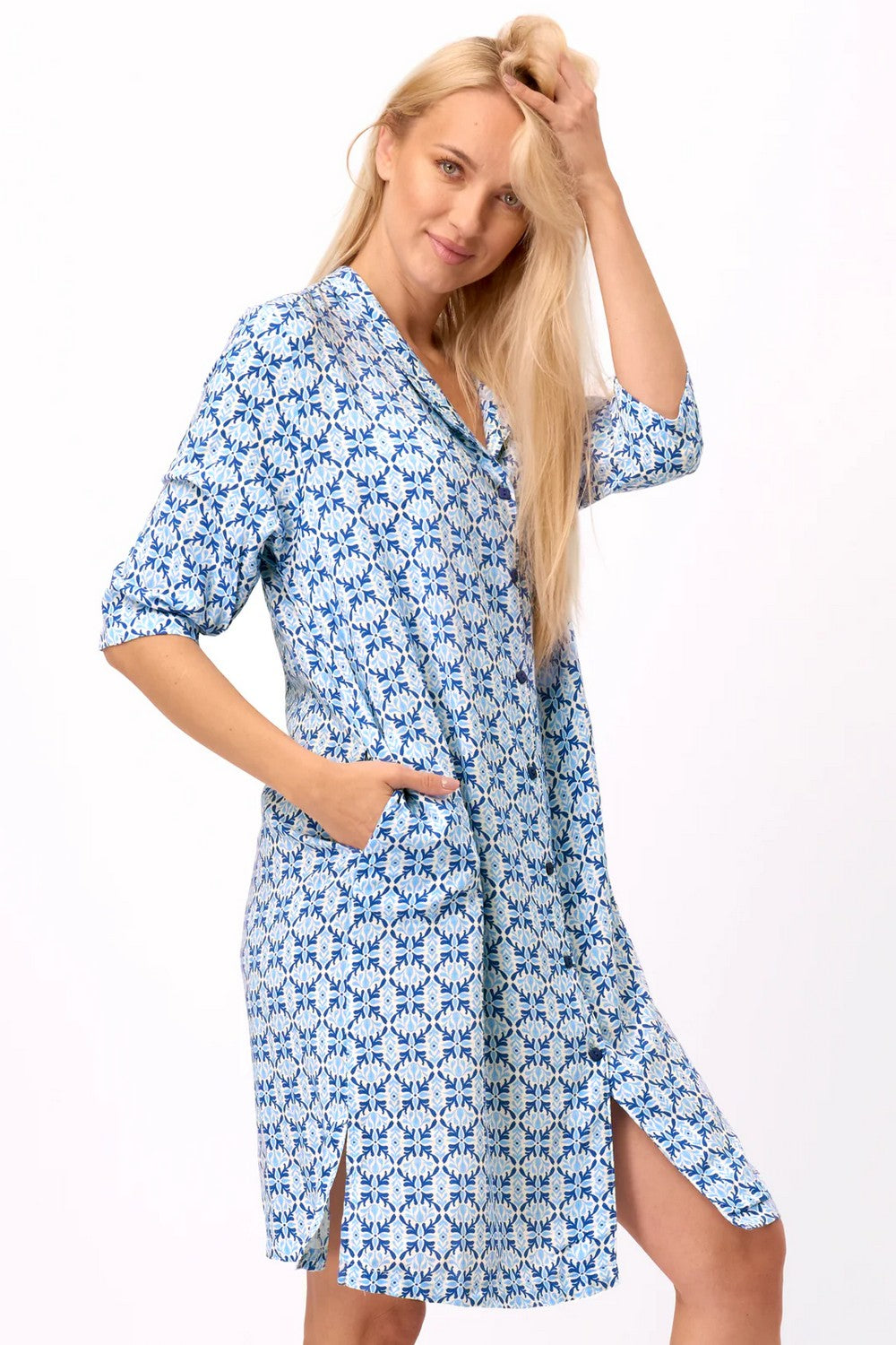 Платье-рубашка из вискозы LND 721 blue