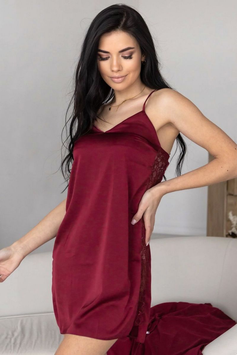 Ночная сорочка с кружевом Нб1015 bordo