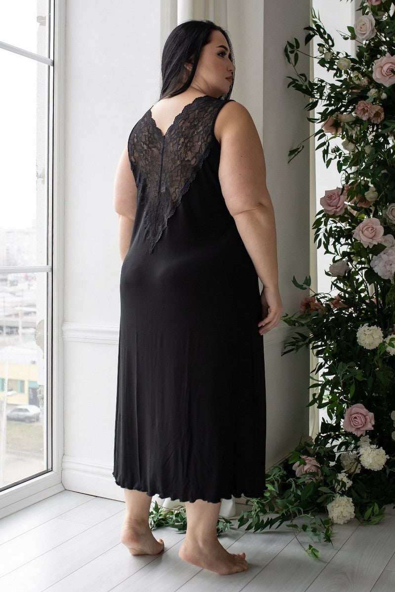 Длинная сорочка с кружевом Нч1230 black