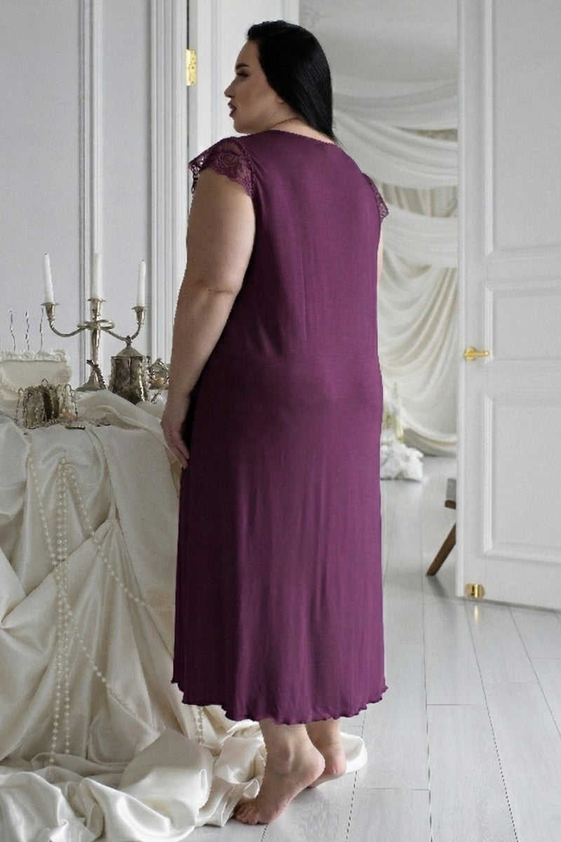 Довга сорочка з мереживом Нсл1255 plum
