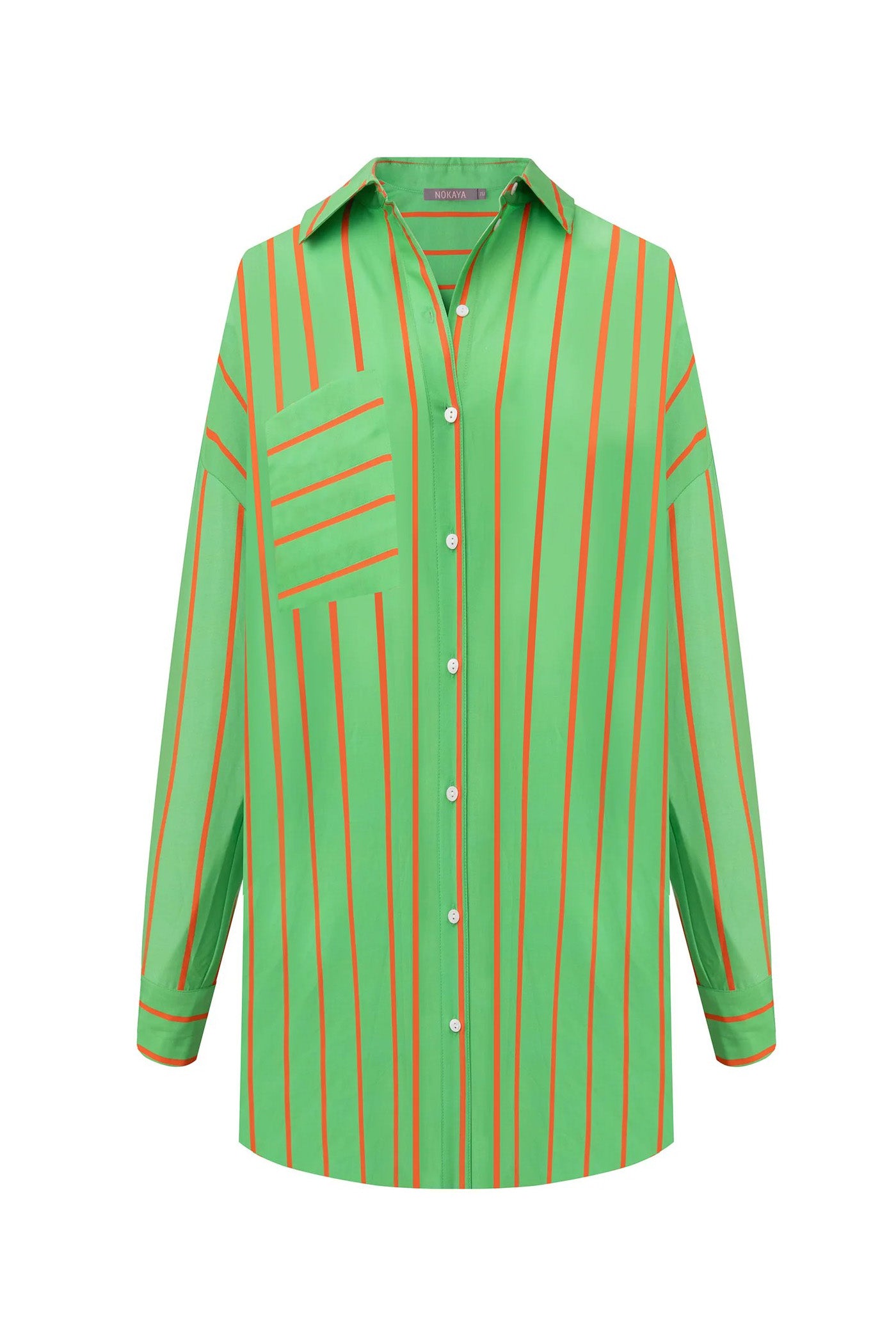 Хлопковая сорочка с принтом 251204-04 Strapped Cotton retro green