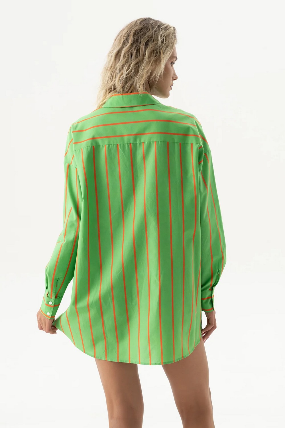 Хлопковая сорочка с принтом 251204-04 Strapped Cotton retro green