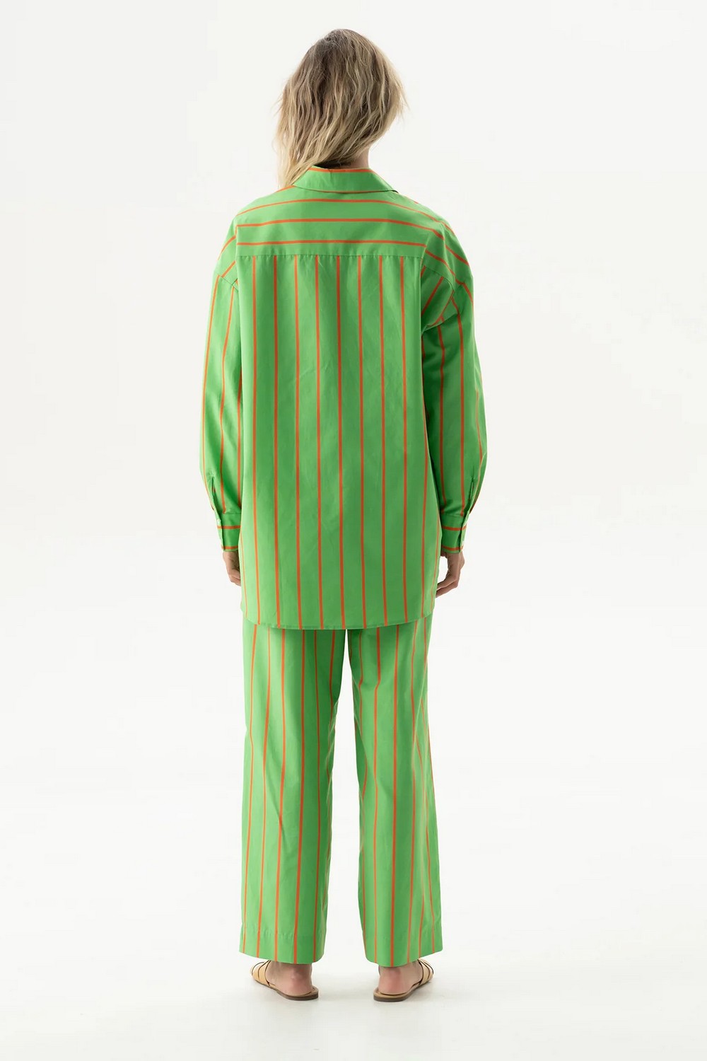 Хлопковая сорочка с принтом 251204-04 Strapped Cotton retro green