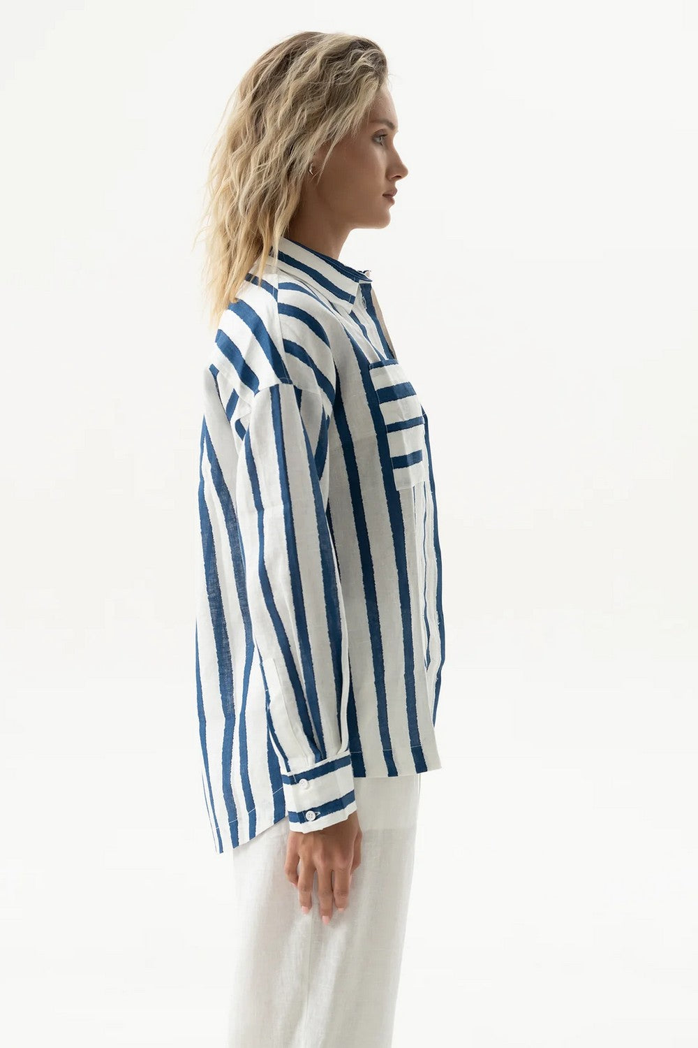 Льняная рубашка 251206-04 Linen Spirit nautical print