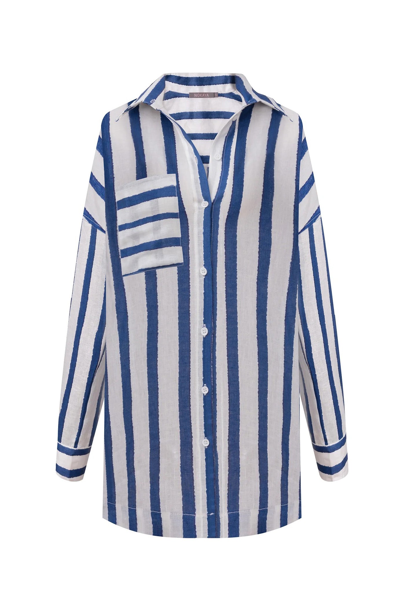 Льняная рубашка 251206-04 Linen Spirit nautical print