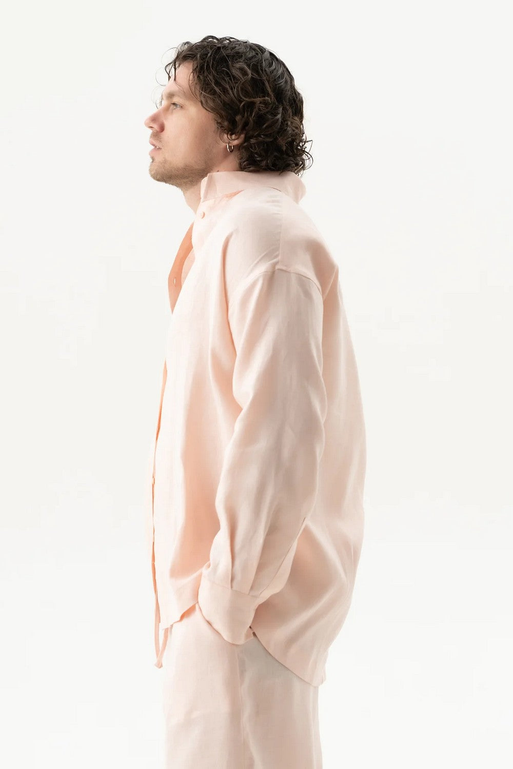 Льняная рубашка 251206-04 Linen Spirit peach powder
