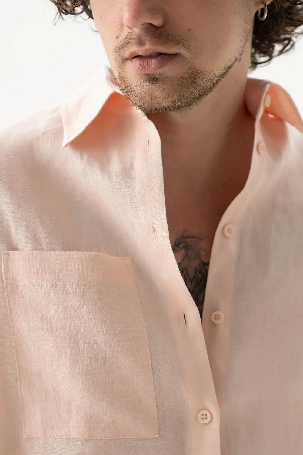 Льняная рубашка 251206-04 Linen Spirit peach powder