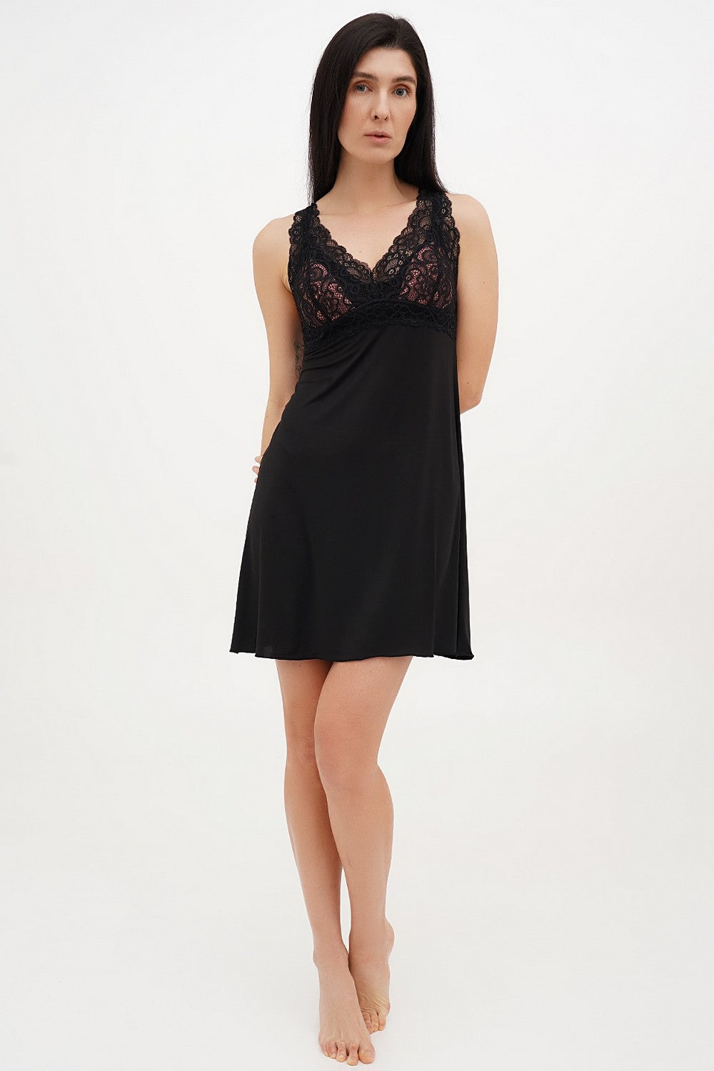 Сорочка з мереживним ліфом Bianka SHR black