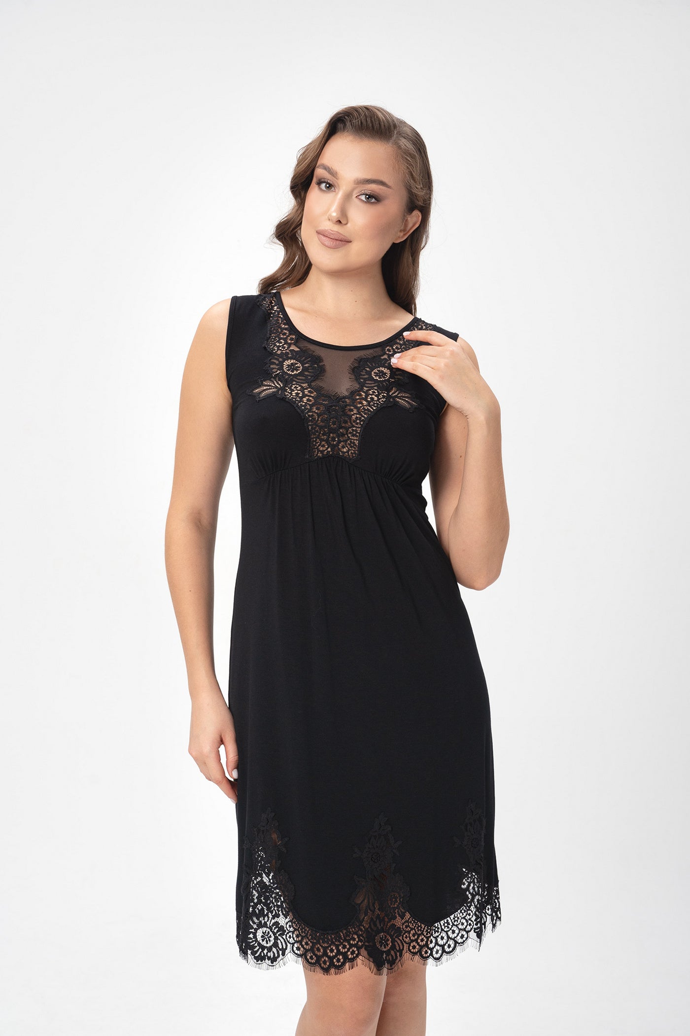 Сорочка з мереживною спинкою 2514 black