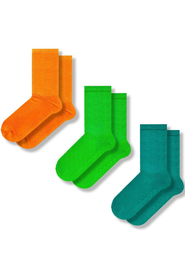 Набор хлопковых носков 1193 (3 пары) orange/green/sea wave