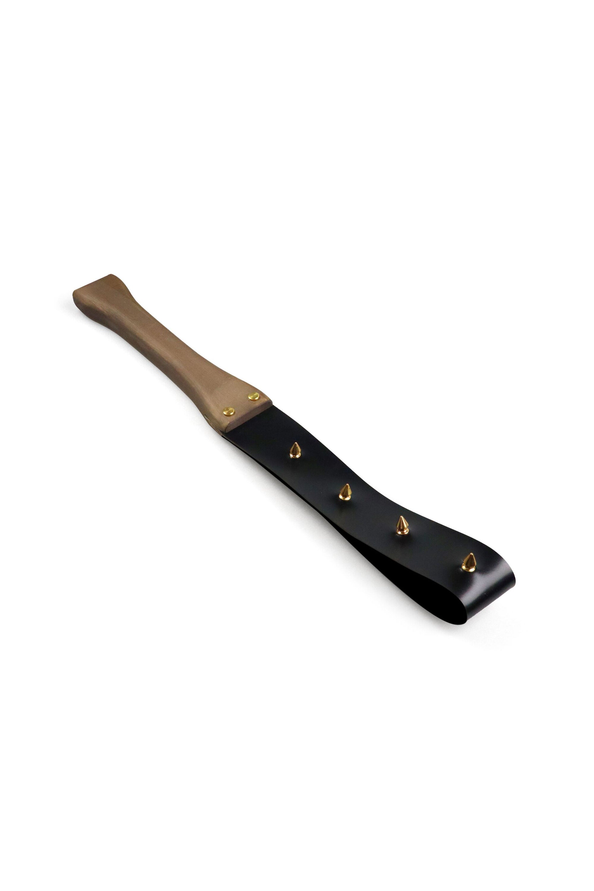 Кожаная шлепалка с шипами BDSM Strong black