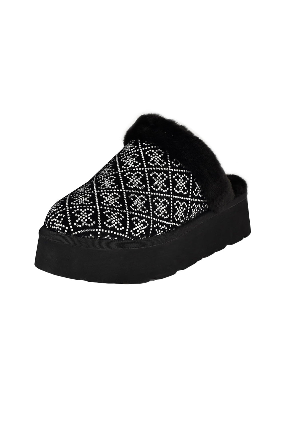 Тапочки со стразами 554988437 black