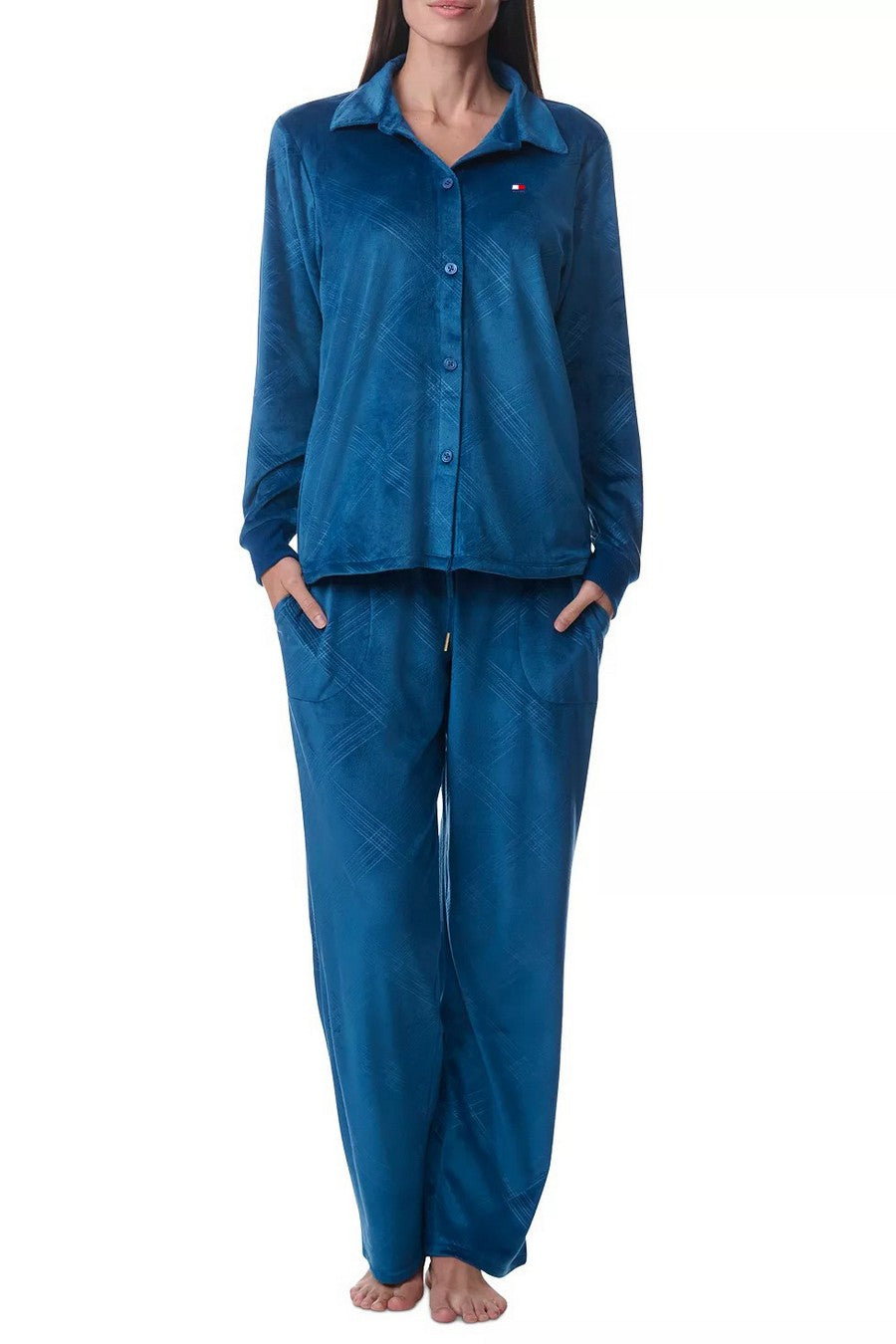 Велюровая пижама с брюками 309505794 blue