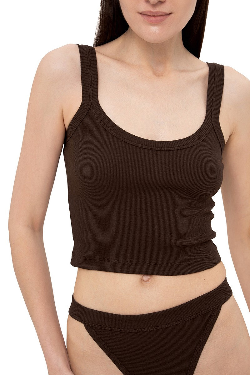 Кроп-топ в рубчик L043r chocolate