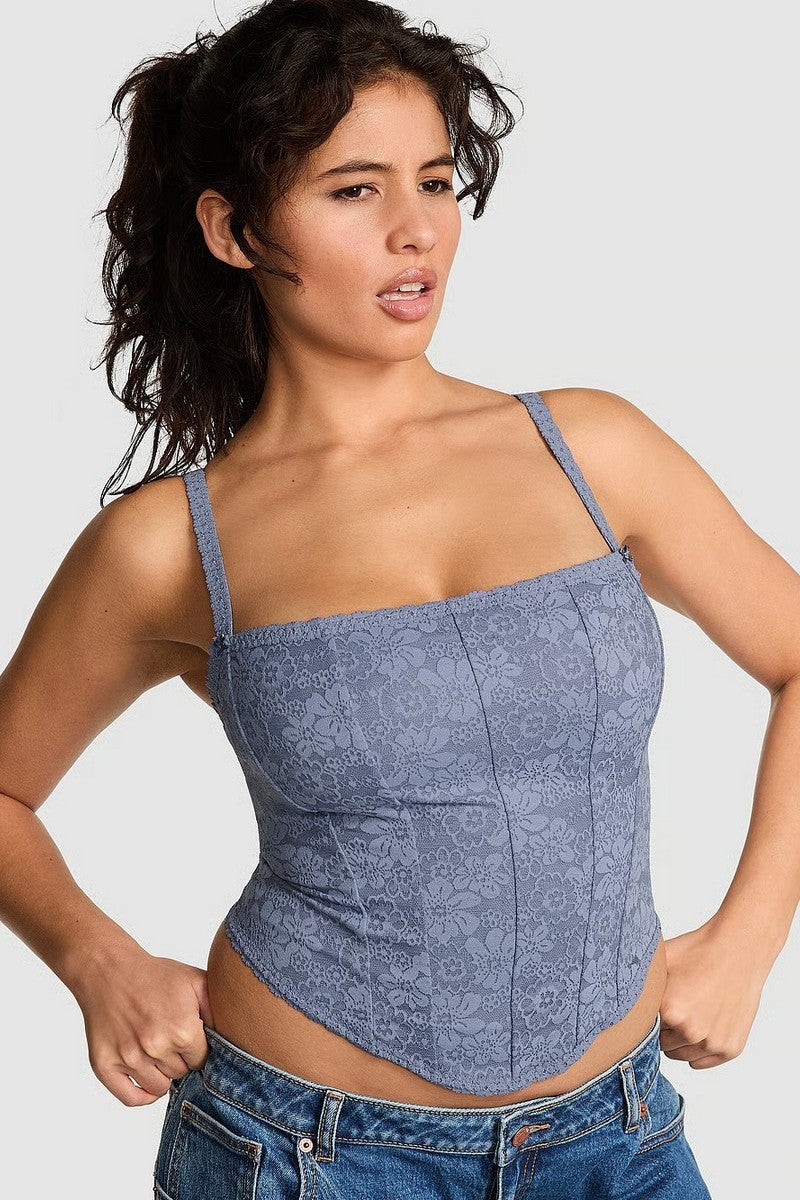 Кружевной корсетный топ 295616369 blue