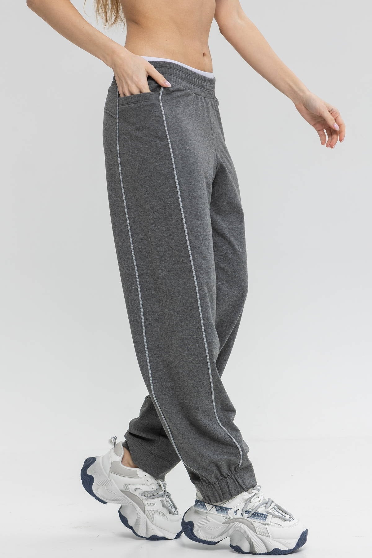 Хлопковые брюки с карманами Baggy E161-LD92