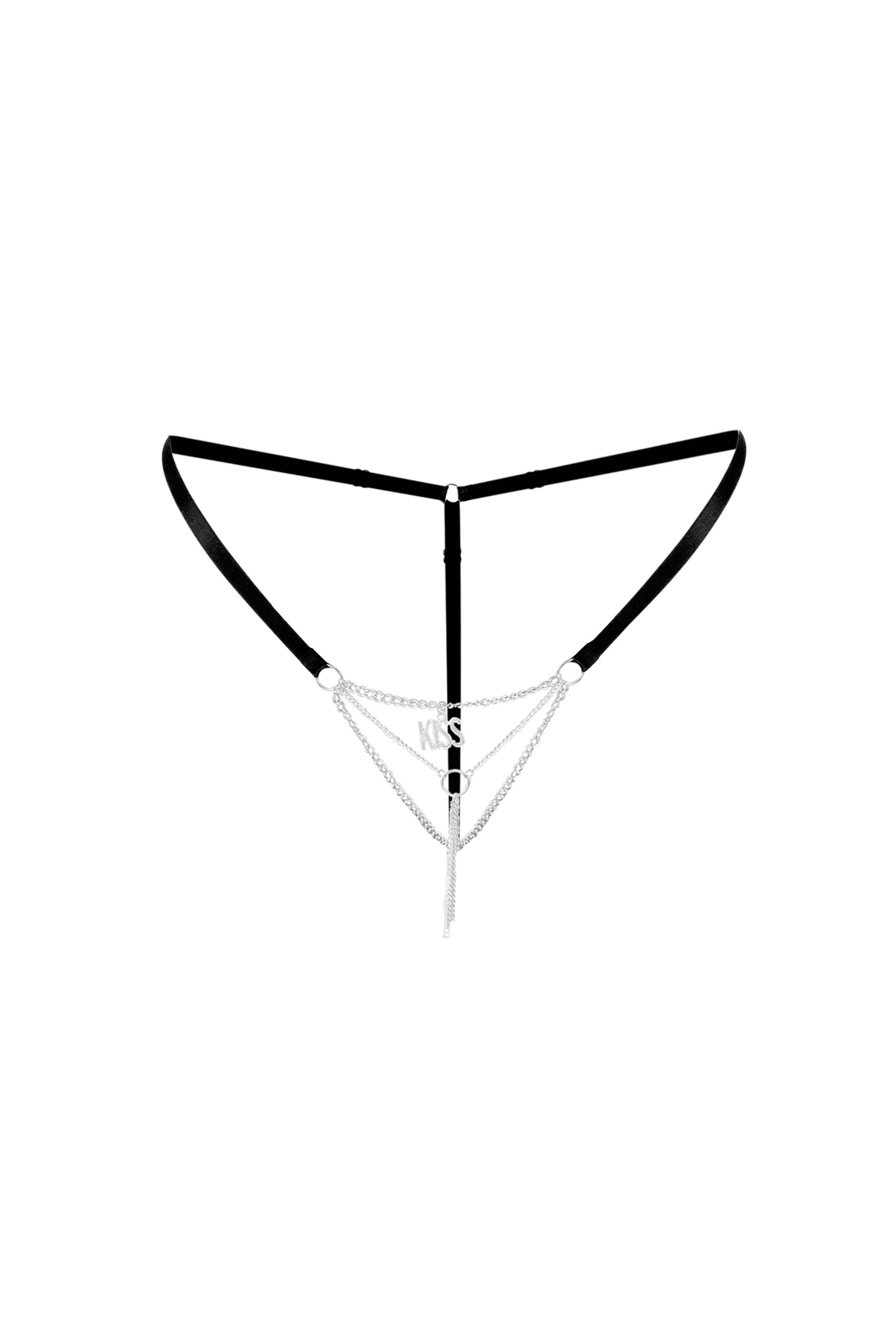 Эротические трусики с подвеской Kiss panties black