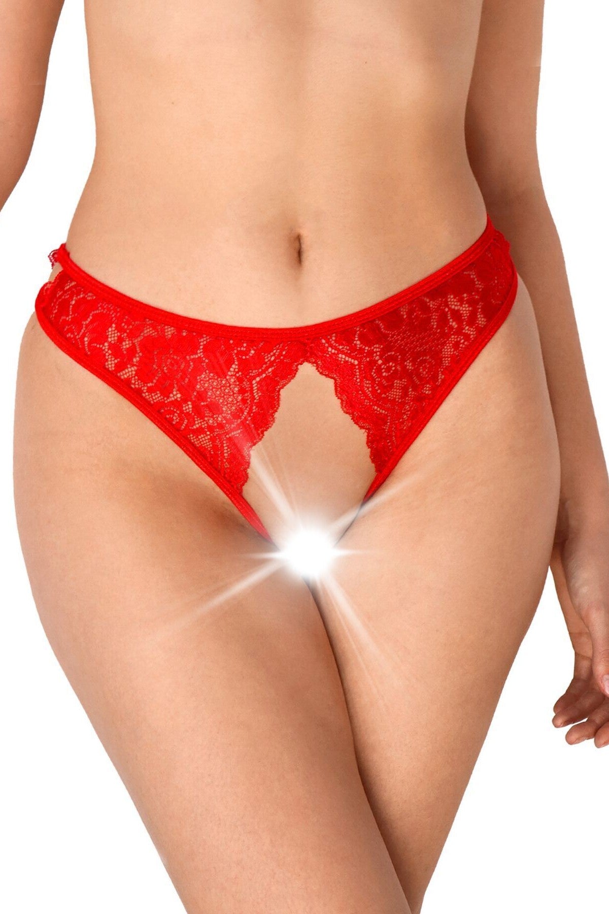 Кружевные трусики с разрезом Mia red