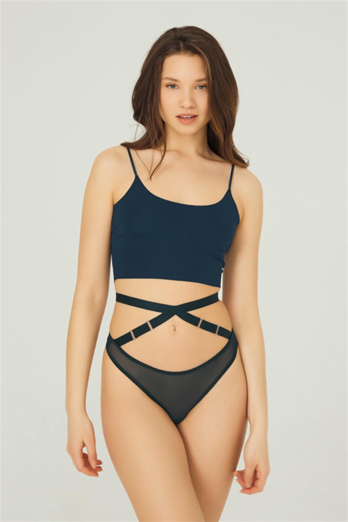 Трусики стринг с ремешками CH6022 dark green