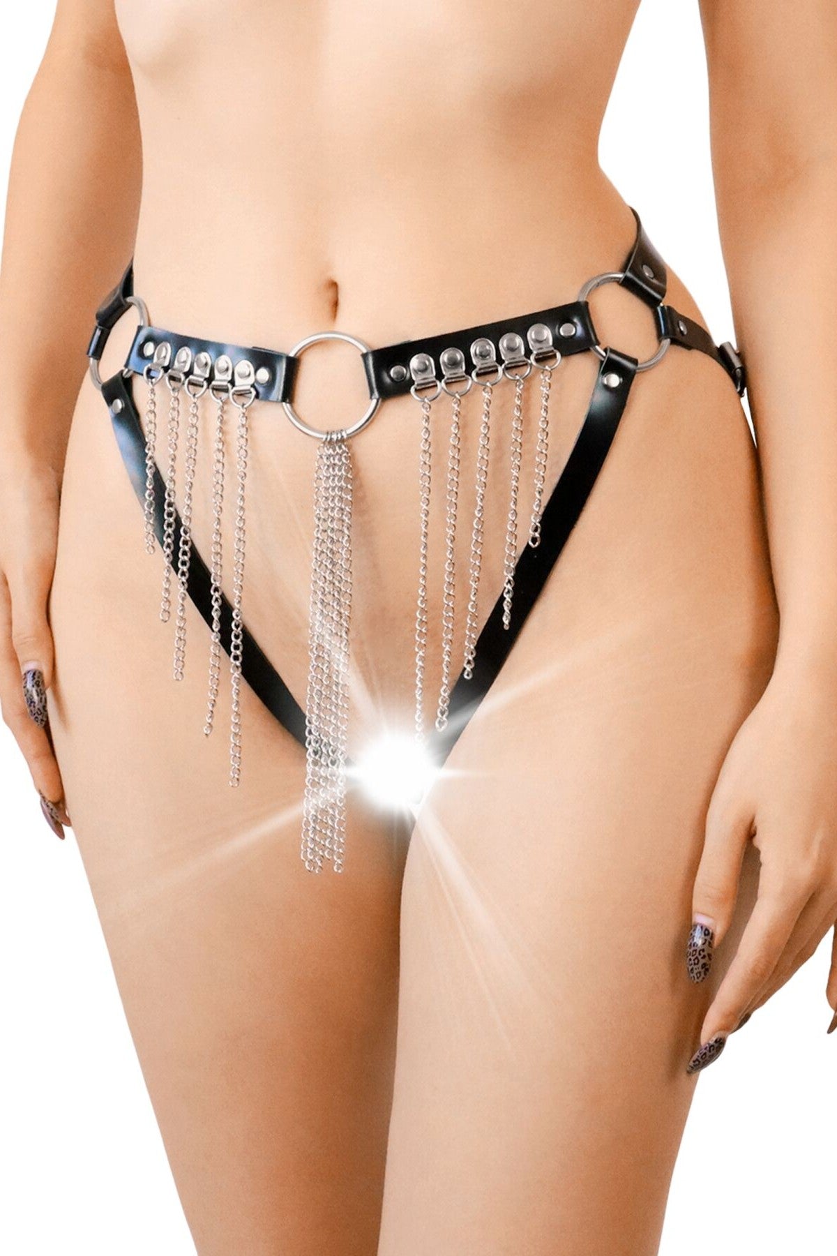 Гартеры-трусики с цепями Xena black