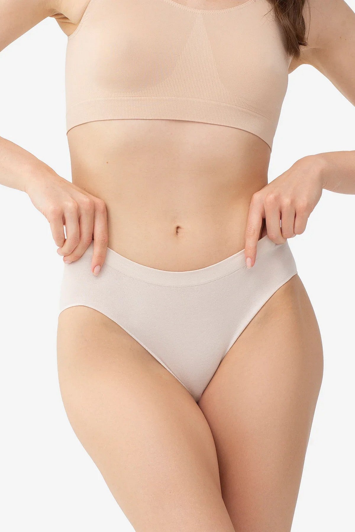 Бесшовные трусики слип Cotton Bikini light nude