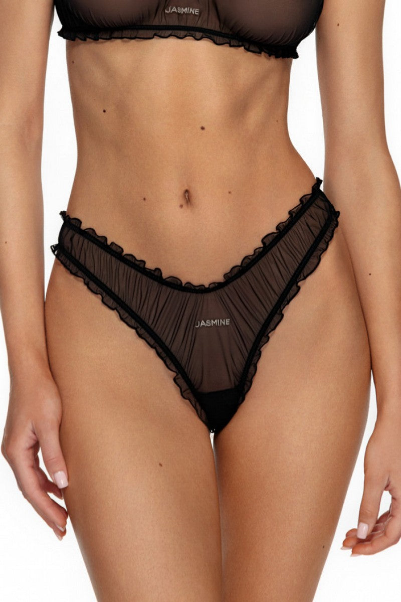 Трусики стринг из микросетки 2151/1 Molly black/beige