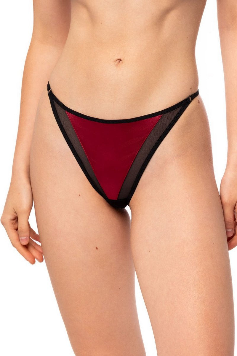 Трусики стринг Tina 6230 bordo/black
