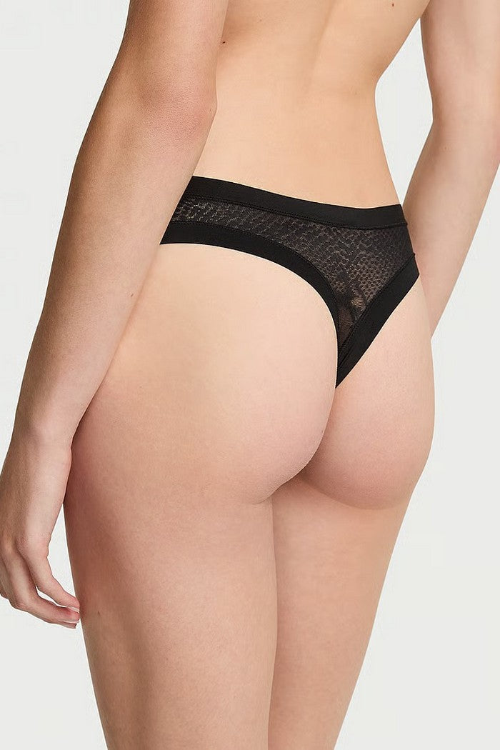 Безшовні трусики стрінги 243865964 black Victoria`s Secret вигляд ззаду