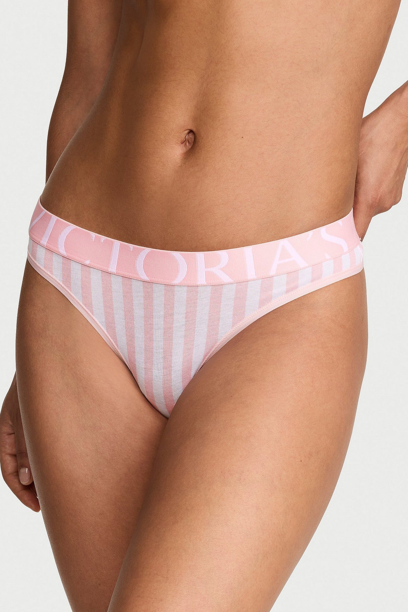 Бавовняні трусики стрінги 253473453 white/rose Victoria`s Secret
