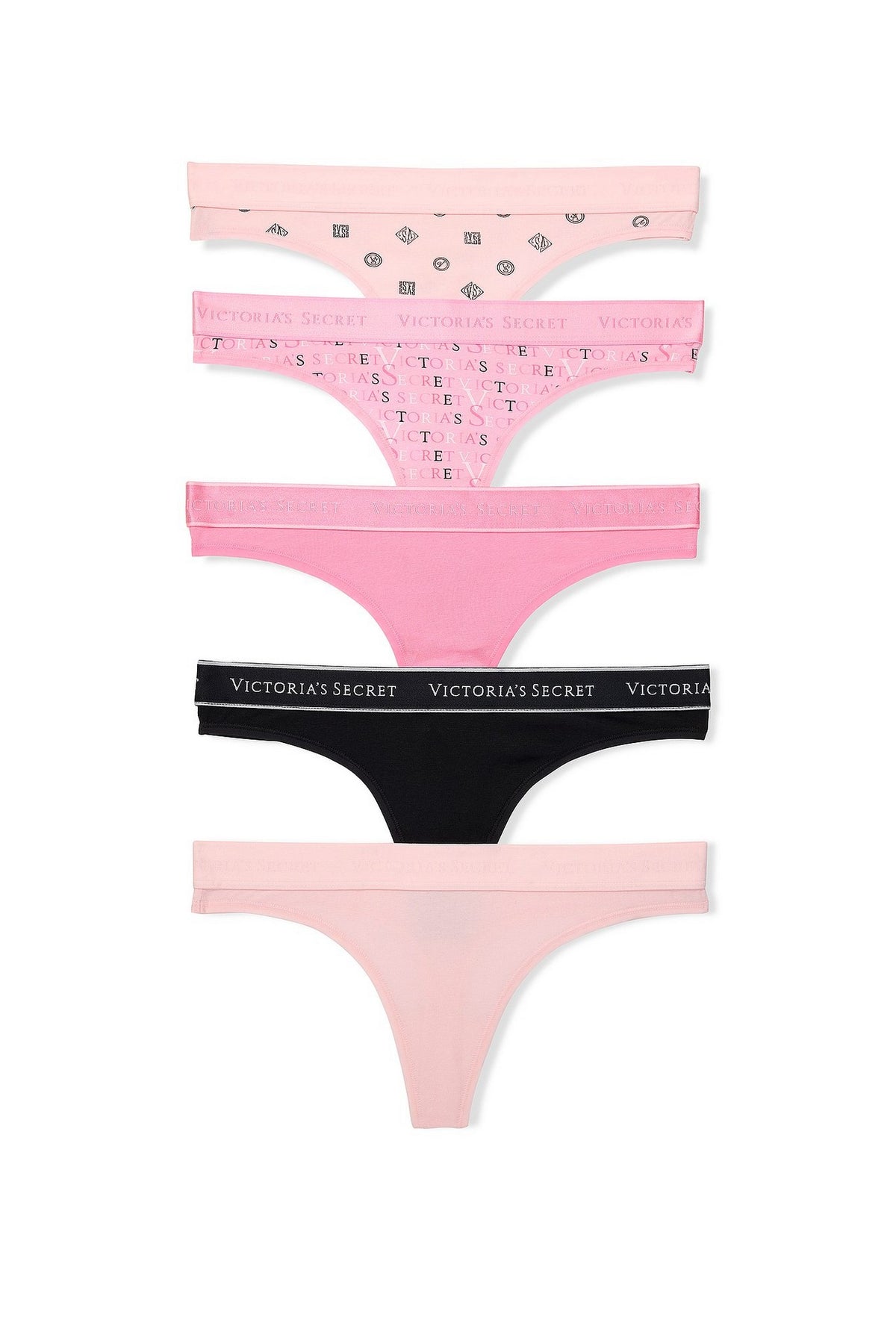 Бавовняні трусики стрінги 304030533 (5 шт.) multi Victoria`s Secret