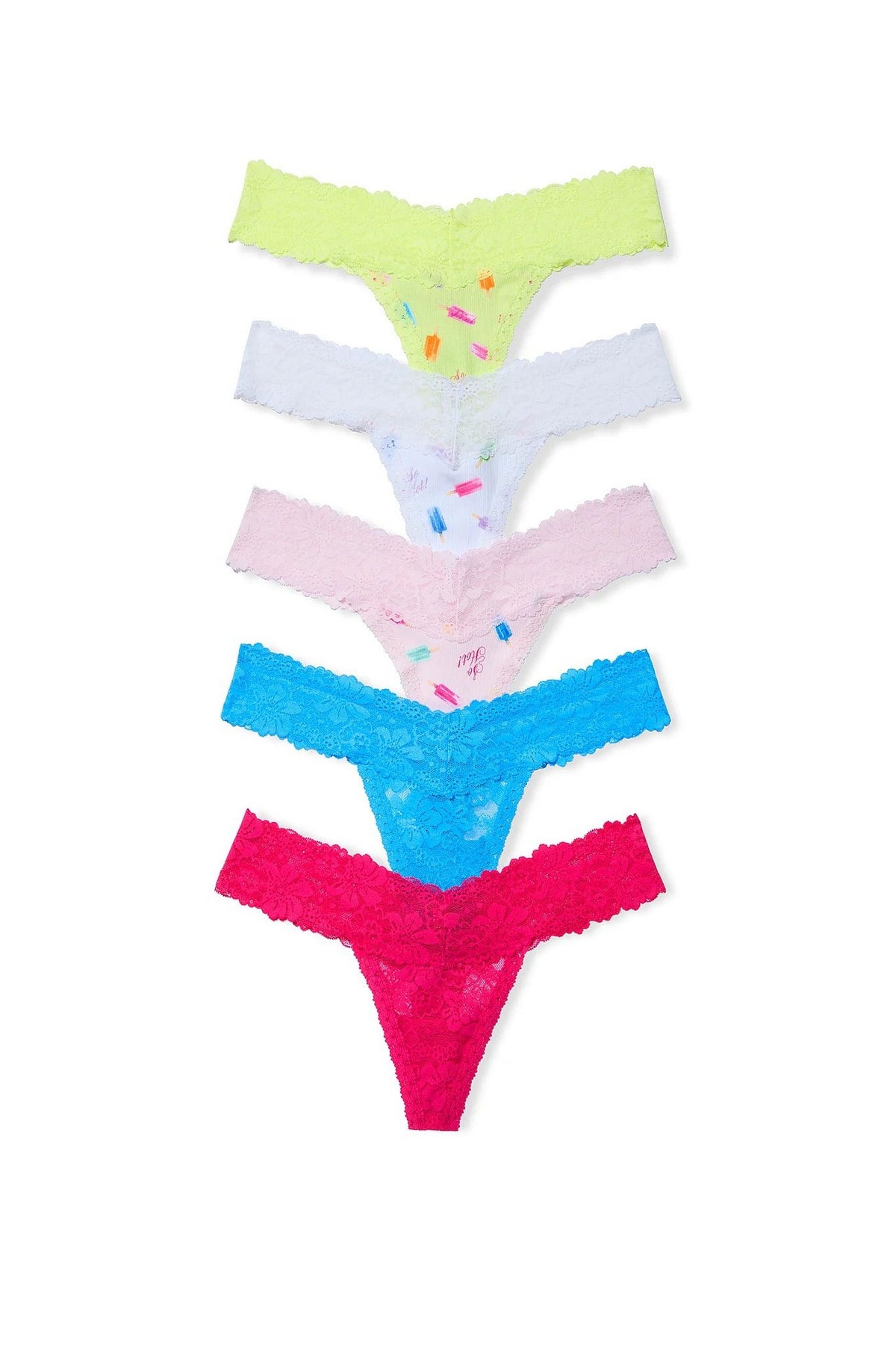 Бавовняні трусики стрінги 305681661 (5 шт.) multi Victoria`s Secret