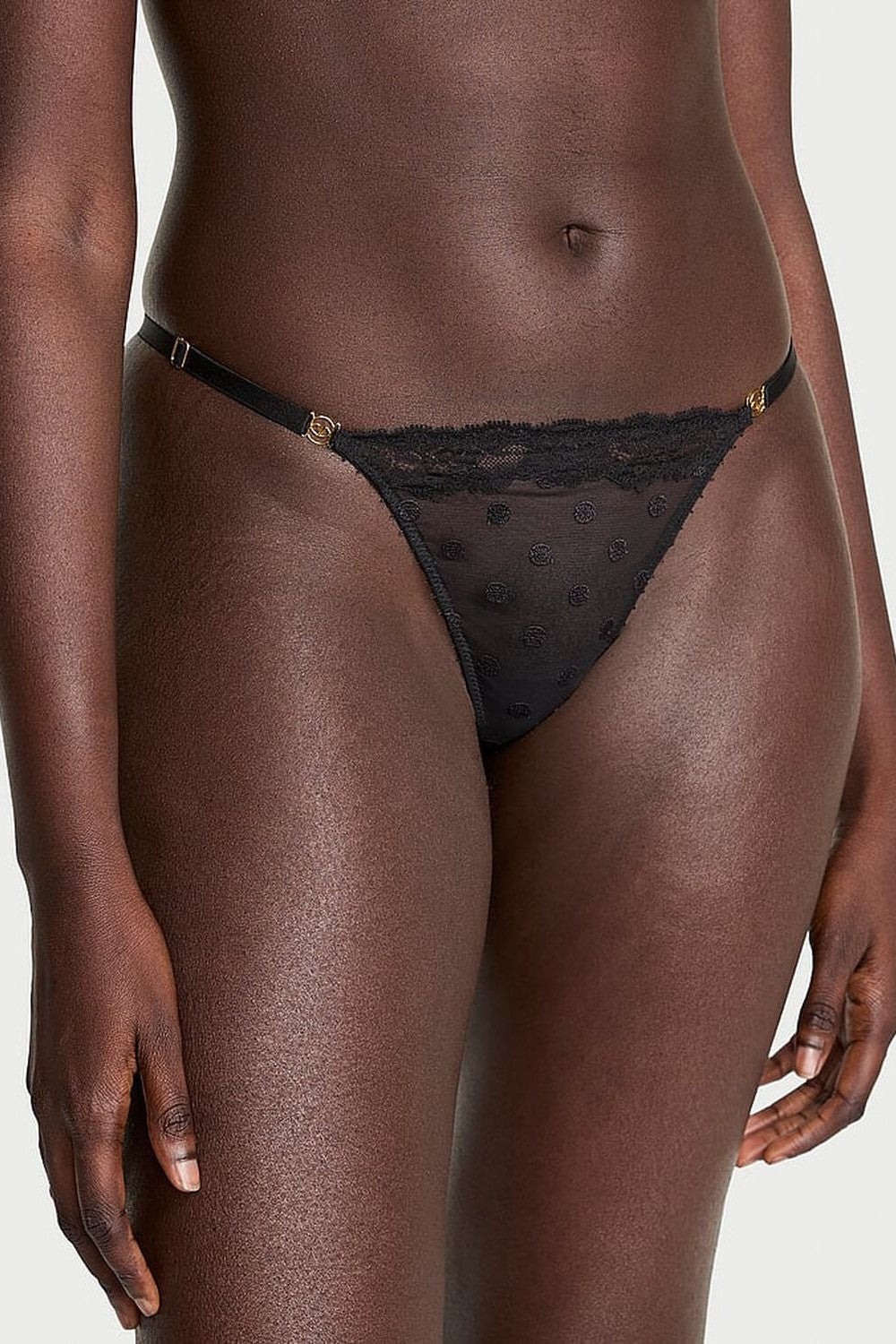 Трусики стринг с вышивкой 420895306 black
