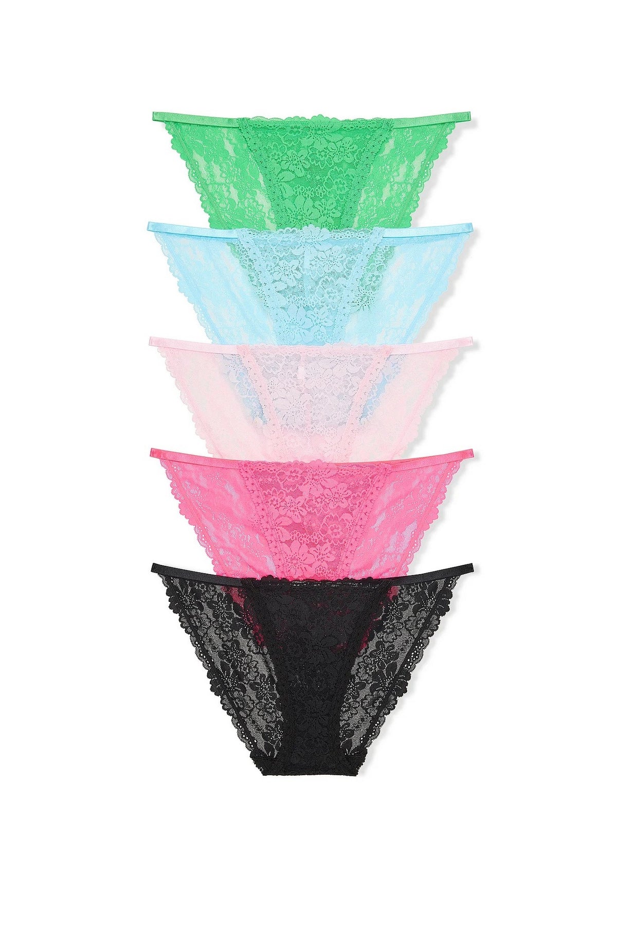 Мереживні трусики бікіні 44521757 (5 шт.) multi Victoria`s Secret