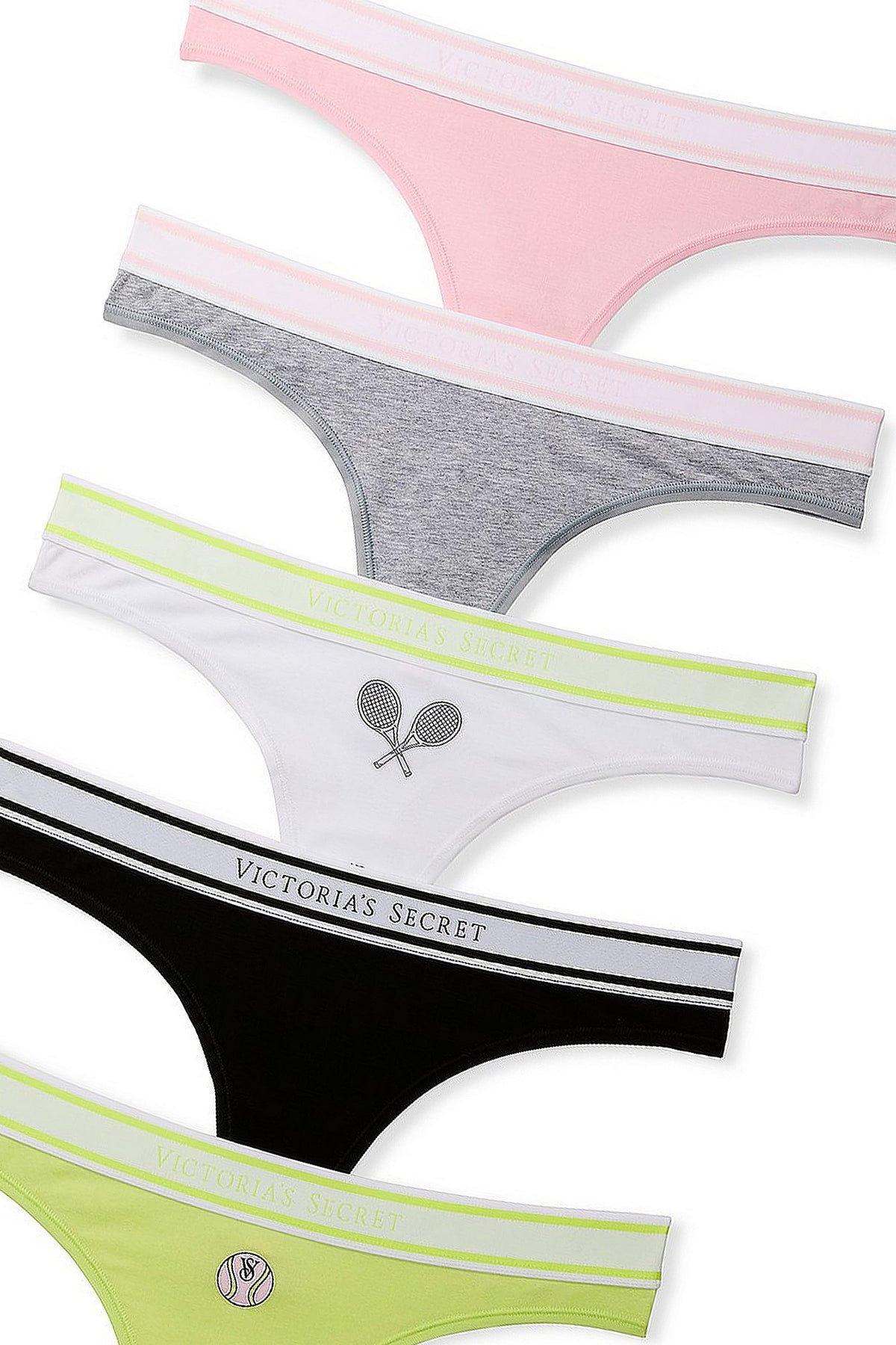Бавовняні трусики стрінги 492687949 (5 шт.) multi Victoria`s Secret принт