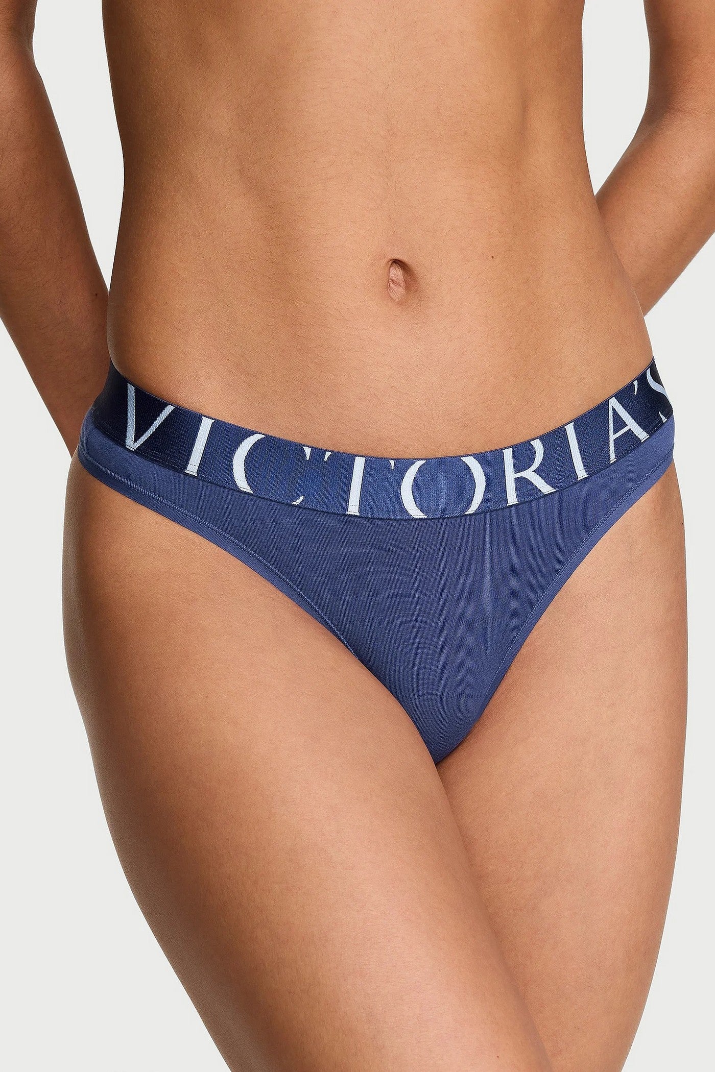 Бавовняні трусики стрінги 500451474 blue Victoria`s Secret