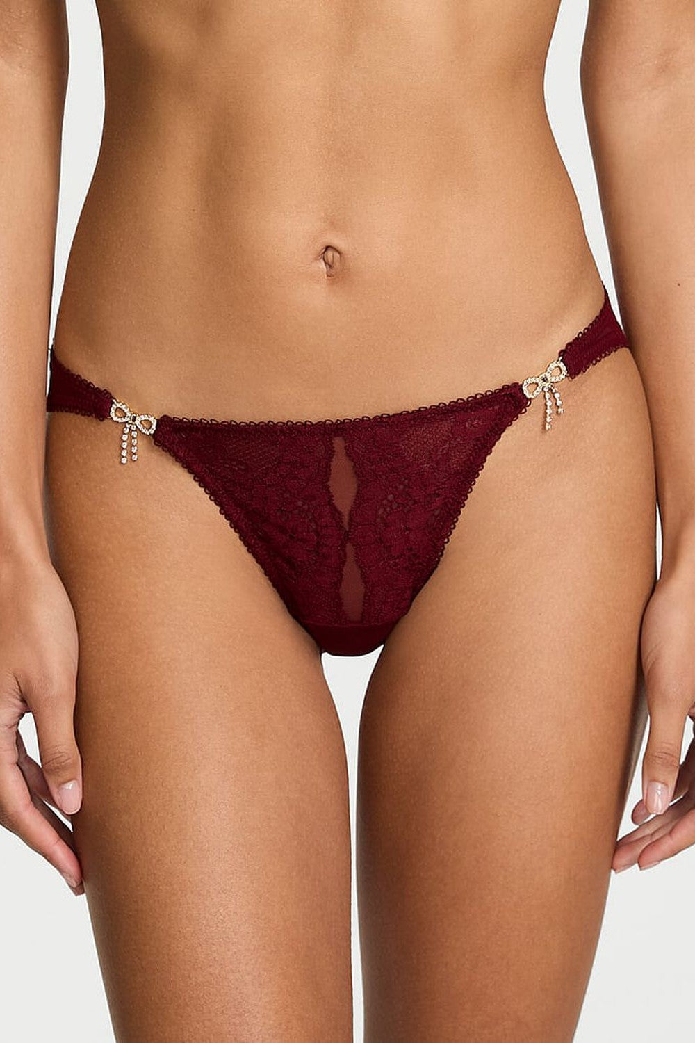 Трусики бікіні зі стразами 597762188 bordo Victoria`s Secret