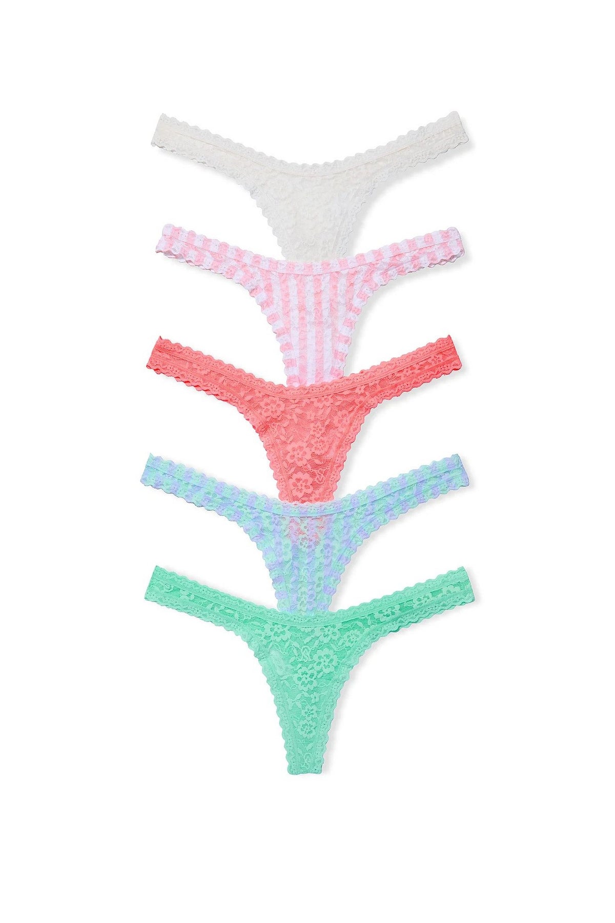 Мереживні трусики стрінги 605849986 (5 шт.) multi Victoria`s Secret