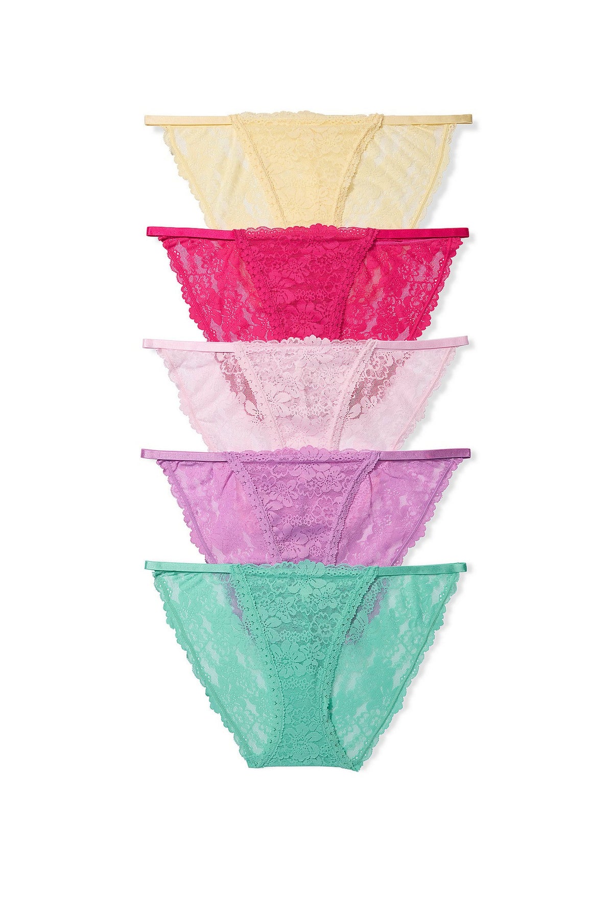 Мереживні трусики бікіні 640394769 (5 шт.) multi Victoria`s Secret